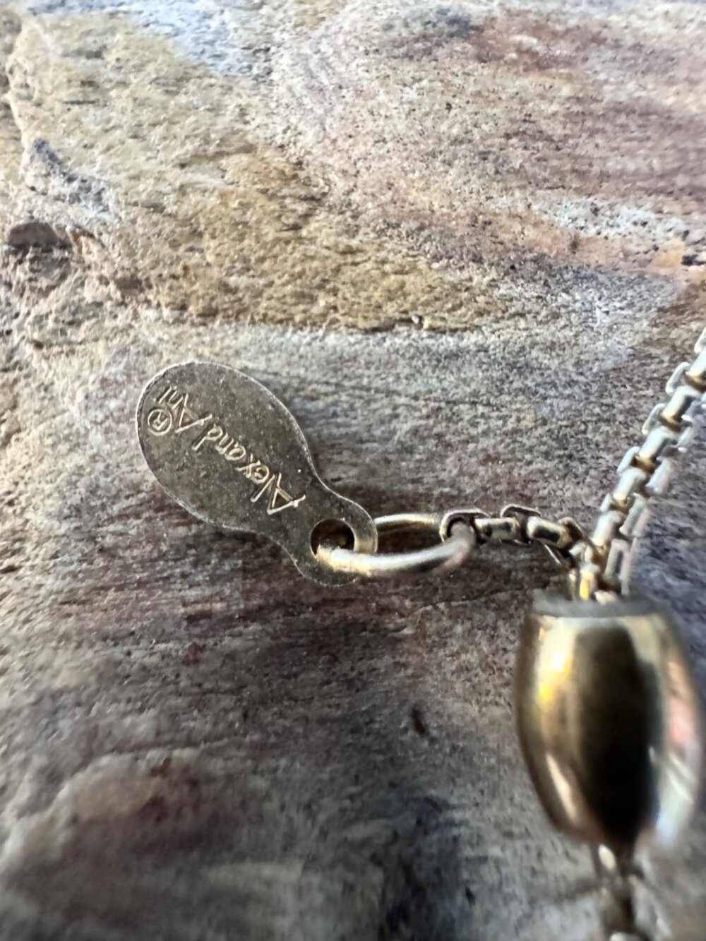 Alex and Ani Gold Tone Slider Necklace Filigree Monogram Charm Adjustable - Picture 3 of 9
